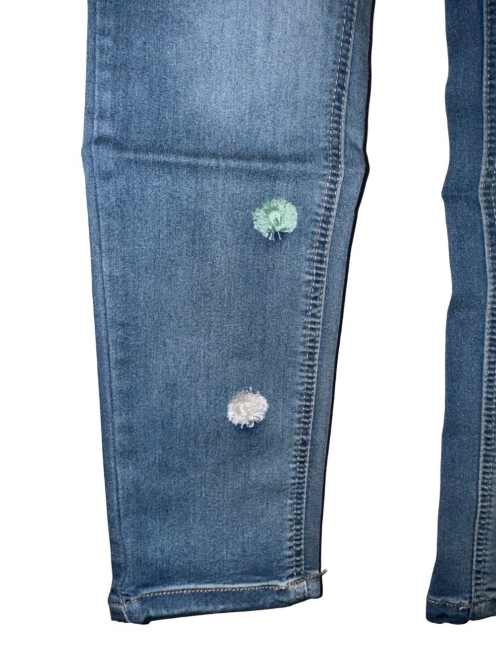 Vigoss Girls Size 10 Medium Vintage Stretch Denim Jeans With Pom-Pom Details - Picture 6 of 8